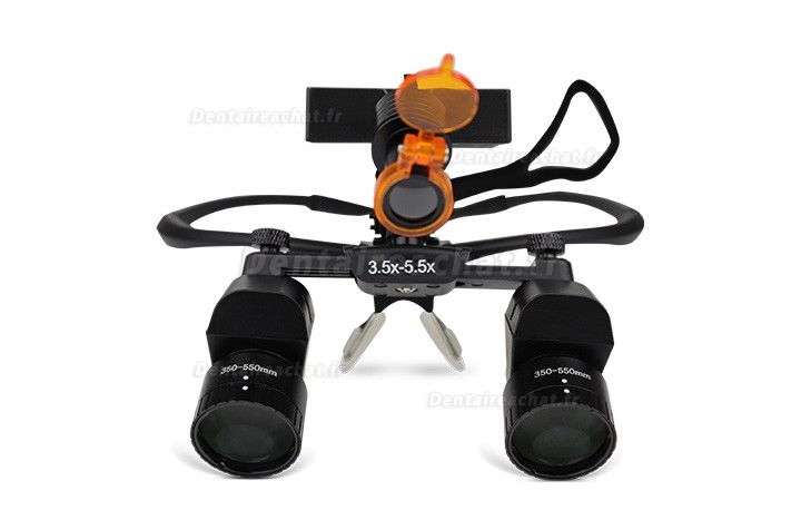 Ergo loupes dentiste WJ YWJ-MG11 3.0X-5.0X (grossissement réglable) avec lampe frontale dentaire